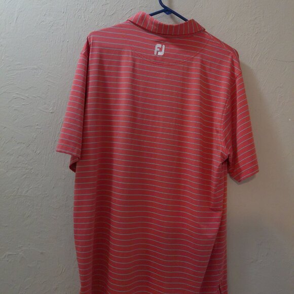 FootJoy Men’s L Performance Golf Polo Coral Red White Stripe Size Large - Picture 4 of 4
